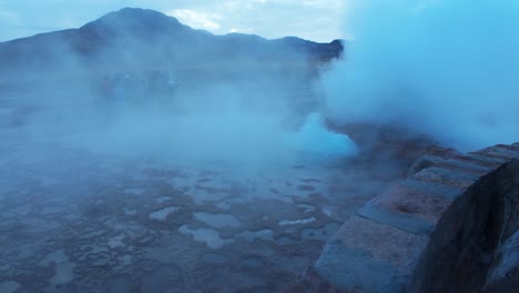 Steaming-El-Tatio-Geysers-in-The-Atacama-Desert-in-Chile,-South-America