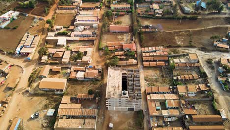 Vista-Aérea-Por-Drones-Del-Asentamiento-Rural-De-Kenia