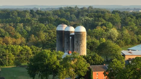 Silos-in-rural-USA-among-wooded-forest