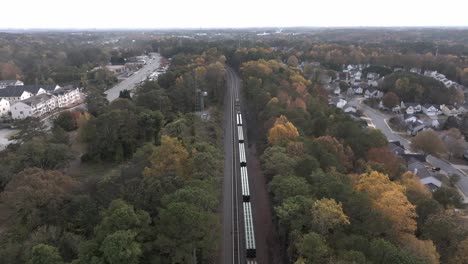 Aerial-of-railway-freight-car-carrying-steel-pipes-and-commodities