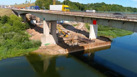Heavy-crane-and-machinery-at-bridge-construction-site-in-Kaunas