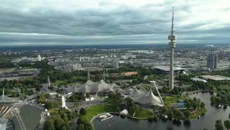 Built-for-the-1972-Olympic-Games,-Olympiapark-and-tower