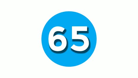 Nummer-65,-Fünfundsechzig,-Zeichen,-Symbol,-Animation,-Bewegungsgrafiken-Auf-Weißem,-Kreisförmigem,-Blauem-Hintergrund,-4K-Cartoon-Videonummer-Für-Videoelemente