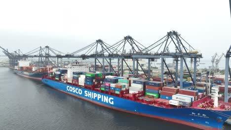 COSCO-Cargo-Ship-Docked-at-KPT-Karachi,-Pakistan