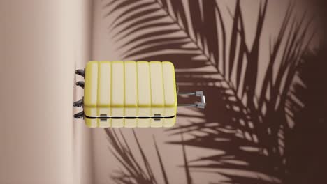 3d-rendering-animation-luggage-suitcase-with-palm-tree-leaf-in-gold-background-shade-travel-concept-holiday-season