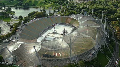 Architectural-marvel-that-is-the-Olympic-Stadium-and-tent-roof,-Munich
