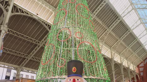 The-Christmas-decorations-at-Mercado-de-Colon-in-Valencia,-Spain