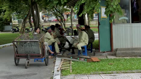 Hanoi-city-Park-workers-on-shift-break