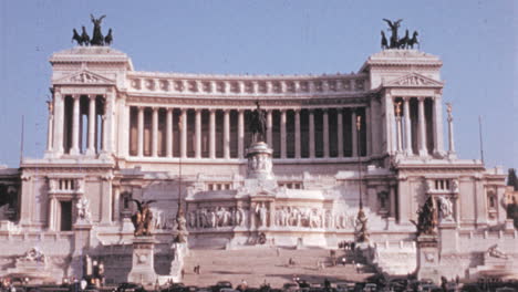 Traffic-of-Classic-Cars-in-Front-of-the-Vittoriano-in-Rome-in-the-1960s