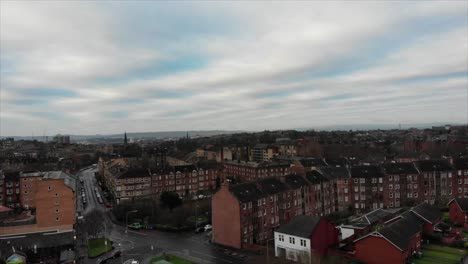 Panorama-with-many-residential-apartments-blocks-Glasgow-Kelvin-side-Scotland,-United-Kingdom
