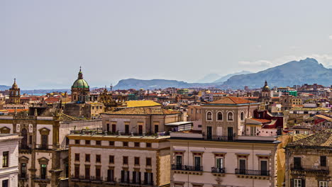 The-rooftops-offer-the-most-picturesque-view-of-Palermo,-Sicily,-displaying-its-cathedral,-which-encompasses-royal-tombs-and-stands-out-as-a-prominent-feature