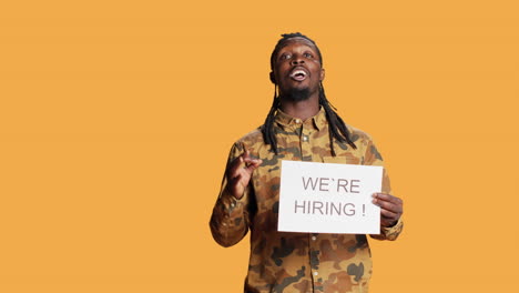 African-american-job-recruiter-presents-ad-for-workforce