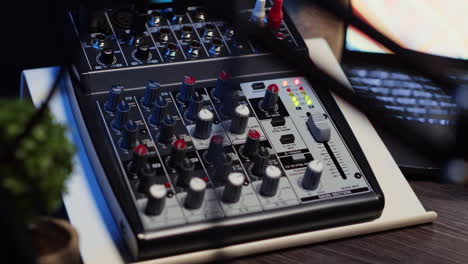 Close-up-shot-of-professional-analog-mixer-able-to-produce-impeccable-sound