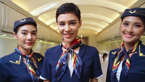 Group-of-cabin-crew-or-air-hostess-in-airplane