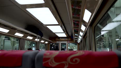 Inside-View-Behind-Seat-Of-Limited-Express-Koya-Train-Waiting-At-Namba-Station