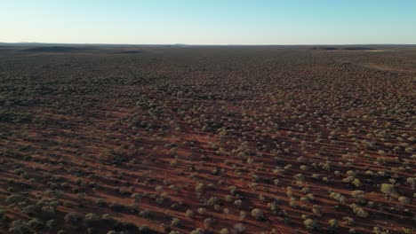 Flying-Over-Australian-Desert-At-Sunset,-Western-Australia