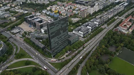 Ciudad-De-Munich,-Red-De-Enlaces-De-Transporte-Que-Rodean-Las-Operaciones-Comerciales