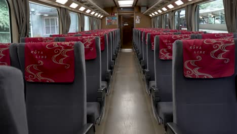 Inside-View-Of-Carriage-Of-Limited-Express-Koya-Train-With-Rows-Of-Empty-Seats