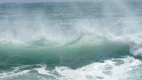 Rough-Sea-and-Big-Powerful-Waves-Breaking-on-Coastline-of-West-Australia,-Slow-Motion