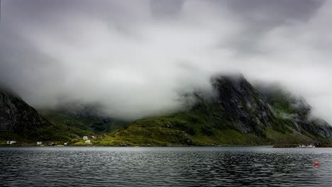 Small-fishing-community-located-in-the-Tangstad-area-resting-in-a-cloudy-day