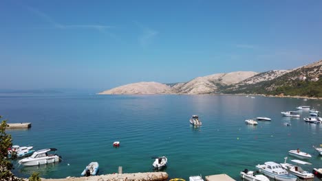 Croatia,-Krk,-Stara-Baska,-beautiful-little-port,-beach-and-landscape-in-summer