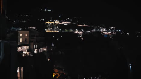 Night-view-of-Sorrento's-coast,-Italy