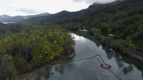 Antigua-Trampa-Para-Peces-De-Piedra-En-Una-Laguna-De-Marea-Tropical-En-La-Polinesia-Francesa