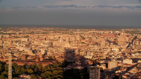 Panoramic-view-of-Milan-city-during-sunset-with-Cathedral-and-Castle