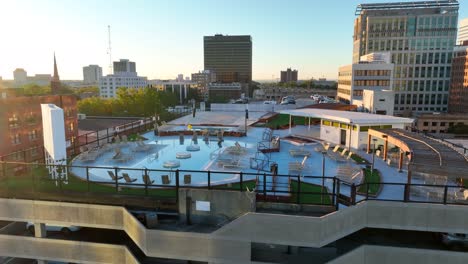 Rooftop-pool-on-inner-city-parking-garage-in-USA