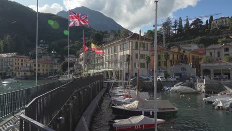 Flags-of-Great-Britain-and-Spain-Waves-in-Wind-in-the-Town-of-Menaggio