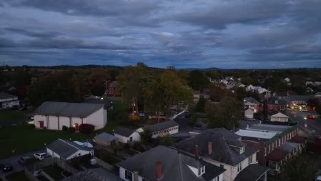 Townhouses-in-USA-town-at-dusk