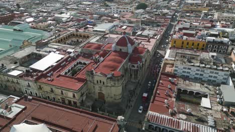 Historic-center-of-Morelia,-aerial-view-with-drone