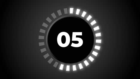 Countdown-Uhr-Timer-Animation,-Bewegungsgrafik,-Bewegung,-10-Sekunden,-Einführung,-Visueller-Effekt,-Abstrakt,-Moderne-Technologie,-Hintergrund,-Universell,-4K,-Schwarz,-Weiß
