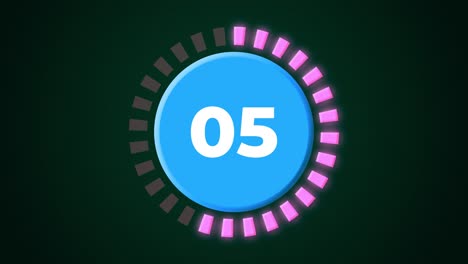 Countdown-clock-timer-animation-motion-graphics-movement-10-seconds-introduction-visual-effect-abstract-modern-technology-background-universal-4K-pink-blue-dark-green