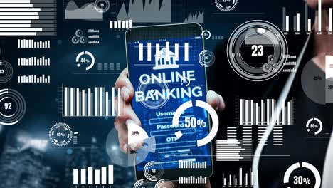Banca-En-Línea-Para-Tecnología-De-Dinero-Digital-Conceptual