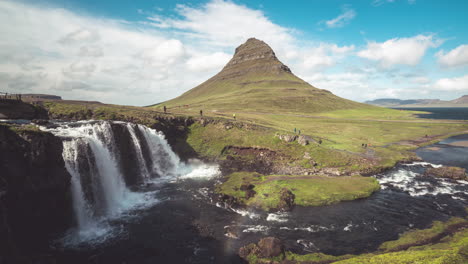 Time-lapse-footage-of-Kirkjufell-mountain-landscape-in-Iceland-summer.