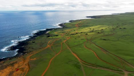 Aerial-coast-of-Hawaii,-Papakolea-Green-Sand-Beach,-Big-Island