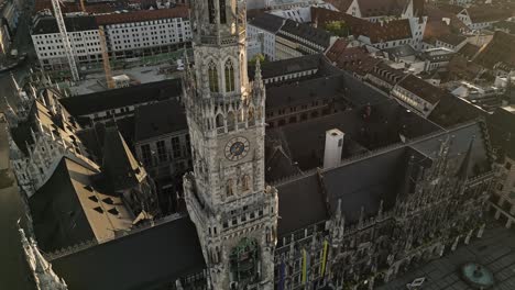 Facade-and-high-tower-of-new-town-hall-in-the-city-of-Munich,-Germany