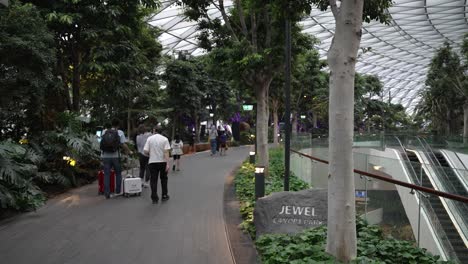 Cámara-Lenta-De-Personas-Caminando-En-El-Parque-Jewel-Canopy-En-El-Aeropuerto-De-Changi-En-Singapur