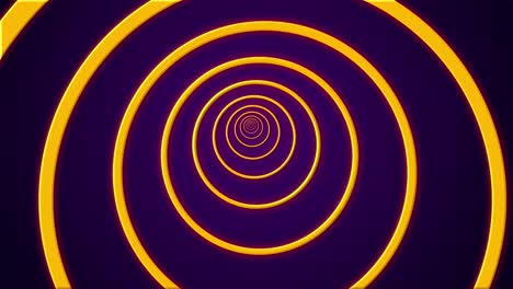 Abstract-circle-tunnel-futuristic-portal-glowing-colourful-neon-led-screen-ring-on-dark-background-3D-animation-visual-effect-optical-illusion-4K-orange-purple