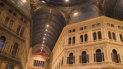 Interior-Of-Galleria-Umberto-I---High-and-Spacious-Cross-shaped-Structure-Of-Public-Shopping-Gallery-In-Naples,-Southern-Italy