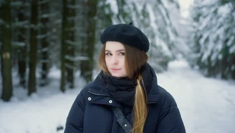 Christmas-card,-seasonal-cold-scenery,-attractive-female,-winter-fashion