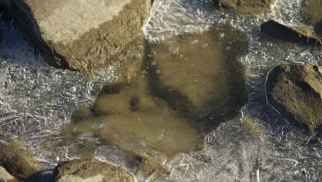 Ice-puddle-between-arctic-rocks