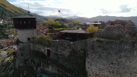 Guardian-of-Routes:-Ancient-Petrela-Castle,-a-Strategic-Stronghold-Perched-on-a-Rocky-Hill,-Preserving-Albania's-Historic-and-Strategic-Significance