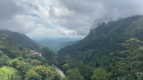 Establishing-Handheld-Shot-Looking-Down-Ella-Gap-on-Cloudy-Morning-in-Sri-Lanka