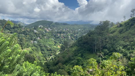 Handheld-Shot-Looking-Across-Valley-in-Ella-Sri-Lanka-on-Sunny-and-Cloudy-Day