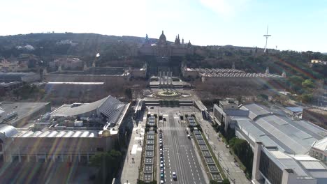 Luftaufnahme-Des-Nationalen-Kunstmuseums-Von-Katalonien-In-Barcelona,-Spanien