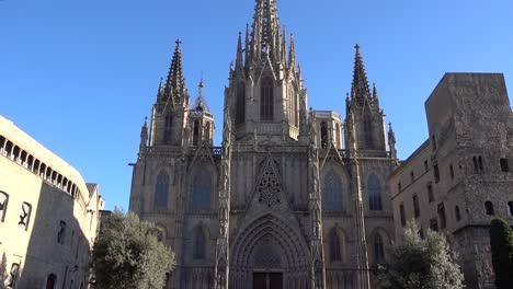 Gothic-cathedral-of-Barcelona,-Catalonia,-Spain