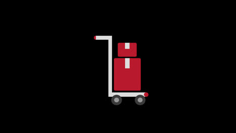 box-luggage-on-trolly-icon-concept-loop-animation-video-with-alpha-channel