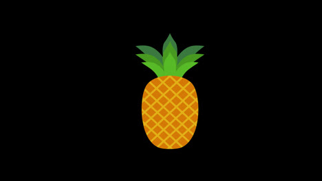 A-pineapple-with-green-leaves-icon-concept-loop-animation-video-with-alpha-channel
